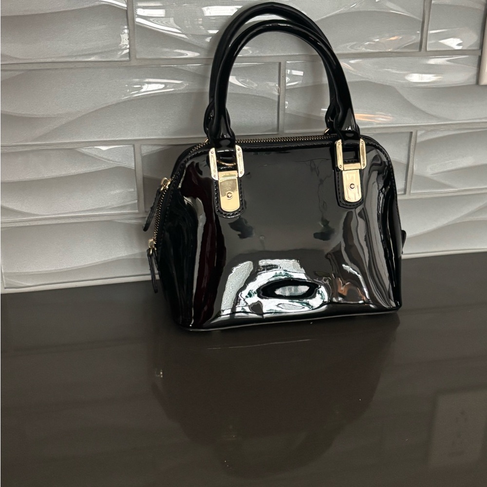 Glossy Black Patent Leather Satchel